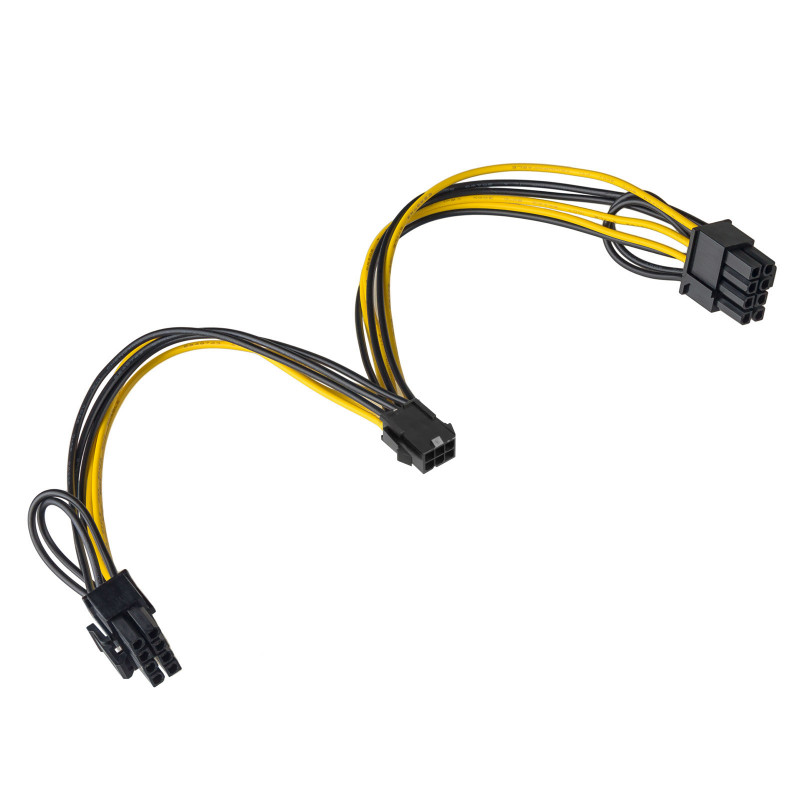 Akyga AK-CA-55 Grafikkarten-Stromverteiler PCI-E 6-Pin (Buchse) auf 2x PCI-E 6+2-Pin (Stecker), 2x 15 cm