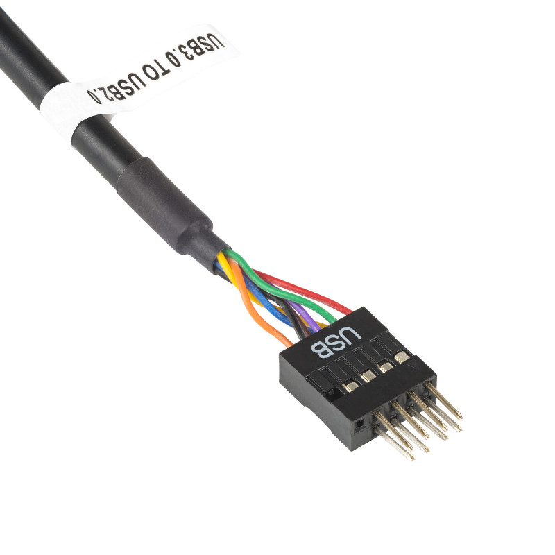 Akyga AK-CA-75 Internes USB 2.0 9-Pin (M) auf USB 3.0 19-Pin (F) Header-Adapterkabel, 20 cm, Schwarz