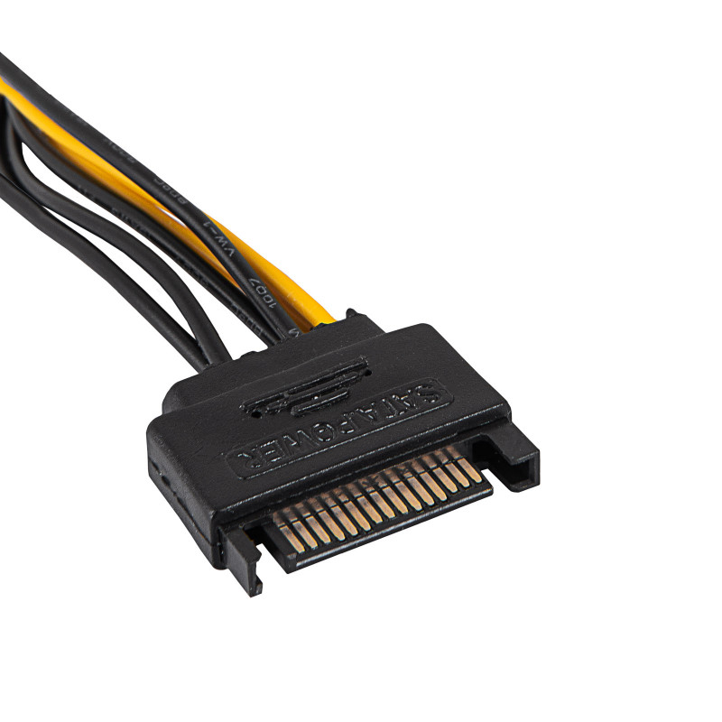 Akyga AK-CA-80 SATA-Strom zu PCIe 6+2-Pin Adapterkabel, 15 cm