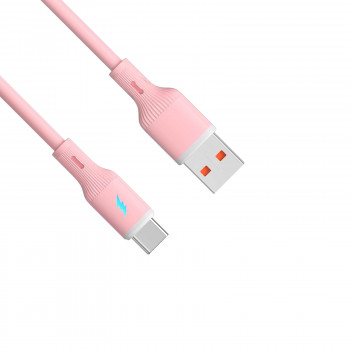 Akyga AK-USB-61 USB-Kabel USB-A (m) / USB-C (m), USB 2.0, 18W, 1 m, rosa, Silikon