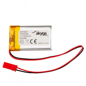 Akyga AKY0823 LP542439 Li-Po-Akku 3,7 V 500 mAh mit PCM, JST 2,54 mm 2-Pin-Stecker, 150 mm Kabel