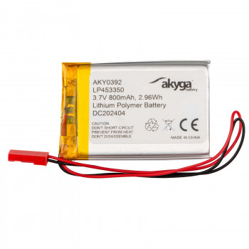 Akyga AKY0392 LP453350 Li-Po-Akku 3,7 V 800 mAh mit PCM, JST 2,54 mm 2-Pin-Stecker, 150 mm Kabel