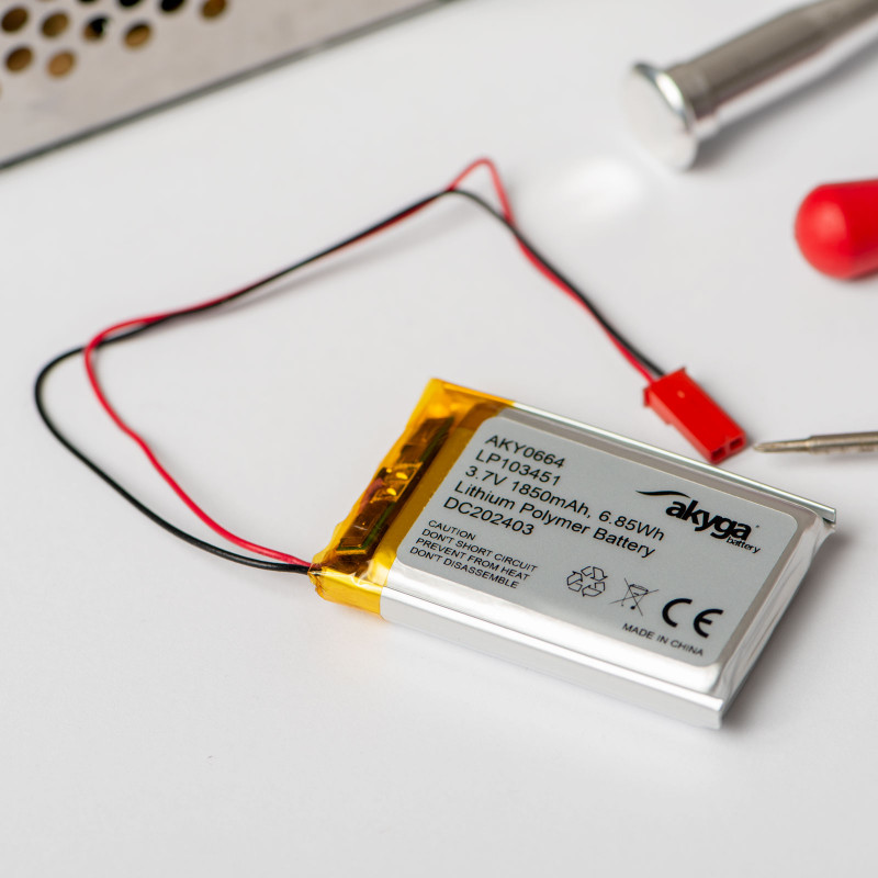 Akyga AKY0622 LP883440 Li-Po-Akku 3,7 V 1200 mAh mit PCM, JST 2,54 mm 2-Pin-Stecker, 150 mm Kabel