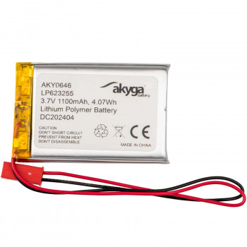 Akyga AKY0646 LP623255 Li-Po-Akku 3,7 V 1100 mAh mit PCM, JST 2,54 mm 2-Pin-Stecker, 150 mm Kabel