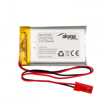 Akyga AKY0385 LP352745 Li-Po-Akku 3,7 V 270 mAh mit PCM, JST 2,54 mm 2-Pin-Stecker, 150 mm Kabel