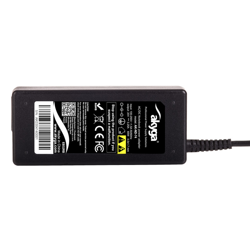 Akyga AK-ND-74 Notebook-Netzteil 20 V / 3,25 A, 65 W, 4,0 x 1,7 mm, 1,2 m, für Lenovo