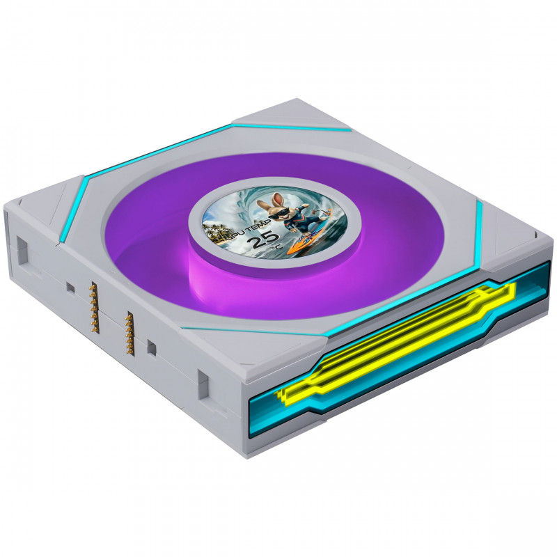 Lian Li UNI FAN SL-INF LCD FLEX Wireless Gehäuselüfter, ARGB und LCD, Reverse Blade, 120 mm, weiß