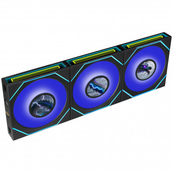 Lian Li UNI FAN SL-INF LCD FLEX Wireless Gehäuselüfter (3 Stk.) mit Controller, ARGB und LCD, Reverse Blade, 120 mm, schwarz