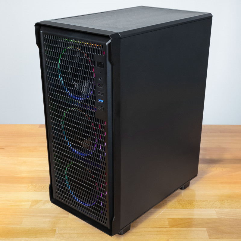 Kolink AM2 ARGB Midi-Tower PC-Gehäuse, ATX, Tempered Glass, inklusive 4x 120-mm-Lüfter, schwarz