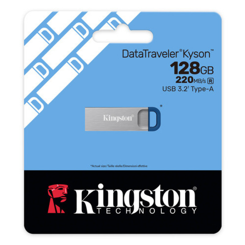 Kingston DataTraveler Kyson DTKNG2/128GB USB-Stick, 128 GB, USB 3.2 Gen 1, Metall