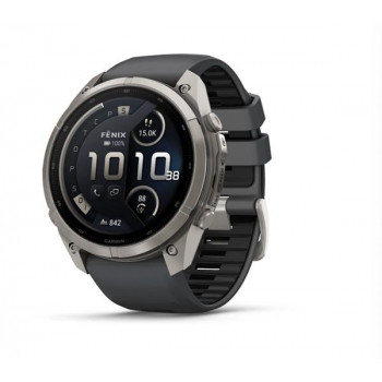 Garmin Fenix 9 Pro inReach Smartwatch, 51 mm, Titangehäuse, Graphit/Schwarz Silikonarmband