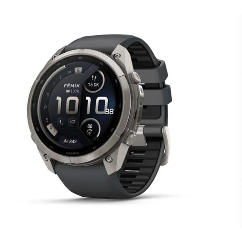 Garmin Fenix 9 Pro inReach Smartwatch, 51 mm, Titangehäuse, Graphit/Schwarz Silikonarmband