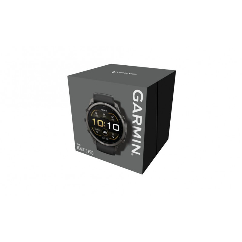 Garmin Fenix 9 Pro inReach Smartwatch, 51 mm, Titangehäuse, Graphit/Schwarz Silikonarmband