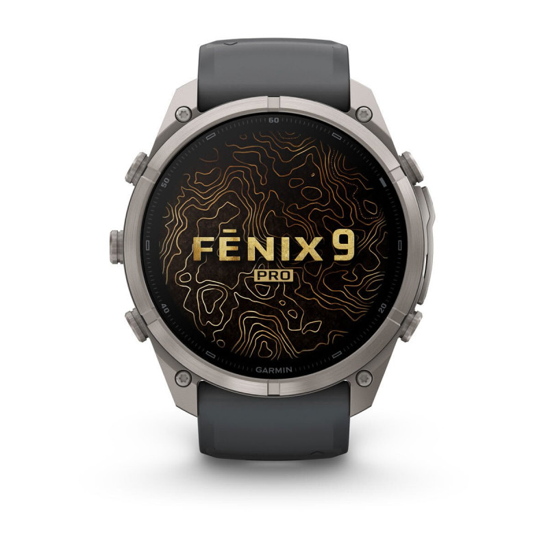 Garmin Fenix 9 Pro inReach Smartwatch, 51 mm, Titangehäuse, Graphit/Schwarz Silikonarmband
