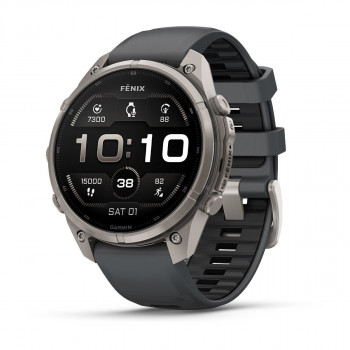 Garmin Fenix 9 Pro Smartwatch, 47 mm, Titangehäuse, Graphit/Schwarz Silikonarmband