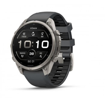 Garmin Fenix 9 Pro Smartwatch, 47 mm, Titangehäuse, Graphit/Schwarz Silikonarmband