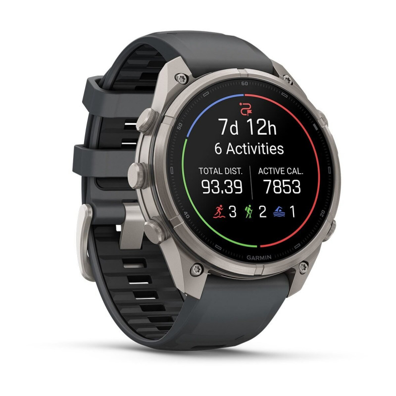 Garmin Fenix 9 Pro Smartwatch, 47 mm, Titangehäuse, Graphit/Schwarz Silikonarmband