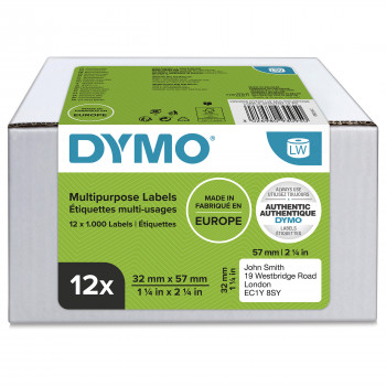 DYMO 2093095 LabelWriter Mehrzwecketiketten, 32 x 57 mm, 12 Rollen, weiß