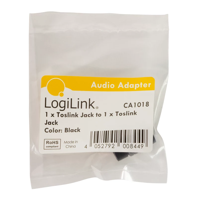 LogiLink CA1018 Toslink-Audioadapter, Toslink-Buchse auf Toslink-Buchse, schwarz