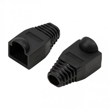 LogiLink MP0064 RJ45-Stecker Knickschutz 6,5 mm, schwarz, CAT6A (50 Stk.)