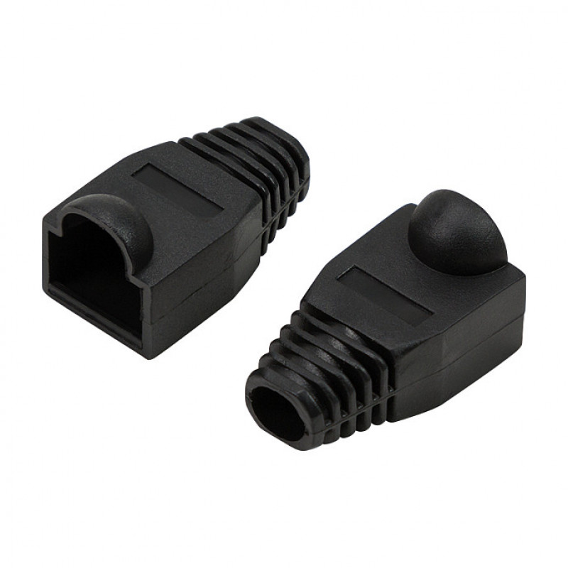 LogiLink MP0064 RJ45-Stecker Knickschutz 6,5 mm, schwarz, CAT6A (50 Stk.)