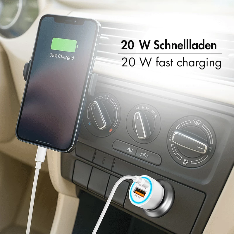LogiLink PA0374 USB-A/C-Ladeset, 20 W, 1x USB-A und 1x USB-C, weiß