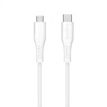 LogiLink CU0243 USB-2.0-Type-C-Kabel, USB-C-Stecker auf Micro-USB-Stecker, 480 Mbit/s, 12 W, weiß, 1,5 m