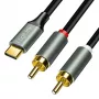 LogiLink CUA0140 USB 2.0 Type-C auf 2x Cinch Kabel, Stereo-Audio, Aluminium, schwarz/silber, 1 m