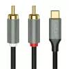 LogiLink CUA0140 USB 2.0 Type-C auf 2x Cinch Kabel, Stereo-Audio, Aluminium, schwarz/silber, 1 m