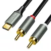 LogiLink CUA0141 USB 2.0 Type-C auf 2x Cinch Kabel, Stereo-Audio, Aluminium, schwarz/silber, 1,5 m
