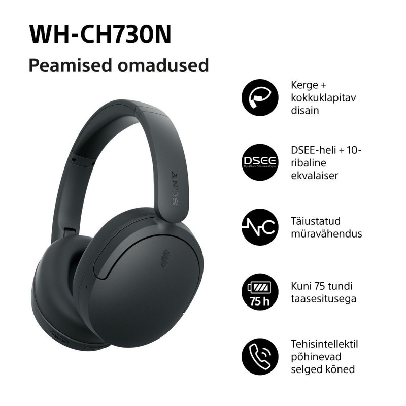 Sony WH-CH730N kabellose Kopfhörer mit Geräuschunterdrückung, schwarz