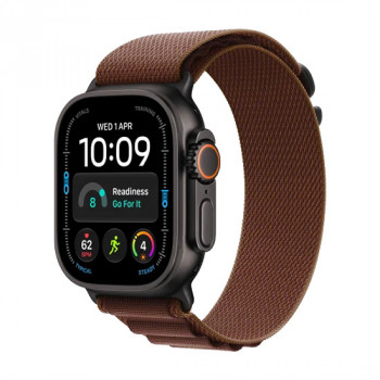 Apple Watch Ultra 4 (2026) Smartwatch, 5G, 49 mm, Gehäuse aus schwarzem Titan, Alpine Loop in Burgund, M
