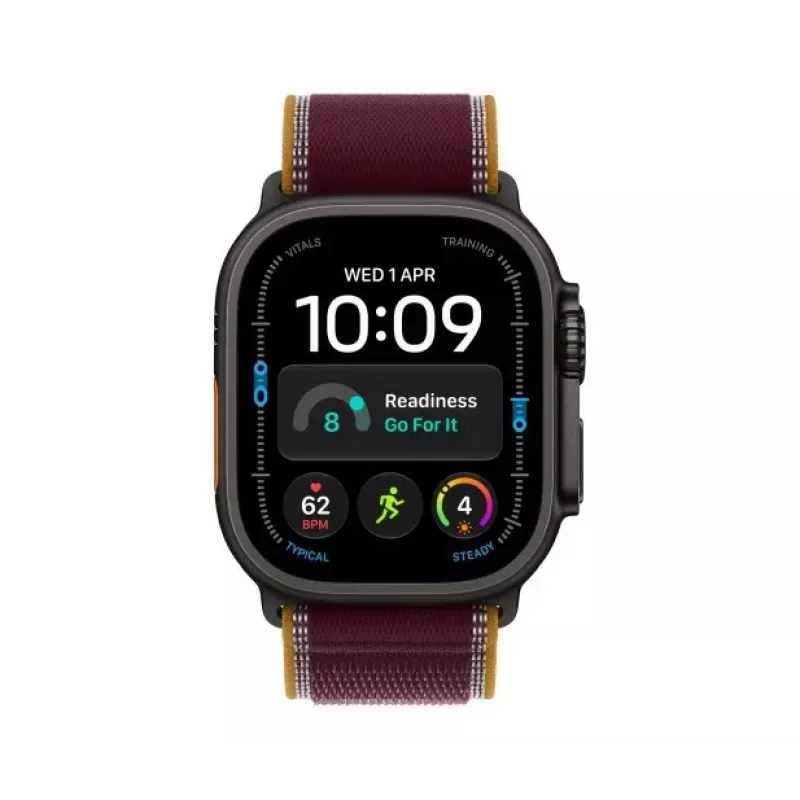 Apple Watch Ultra 4 Smartwatch, GPS + Cellular, 49 mm, Schwarz, Trail Loop Burgund, M/L