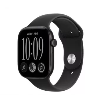 Apple Watch Series 12 GPS Smartwatch, 46 mm, schwarzes Aluminiumgehäuse, schwarzes Sportarmband S/M