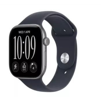 Apple Watch Series 12 Smartwatch, GPS + Cellular, 46 mm, Aluminiumgehäuse in Space Grau, Sportarmband in Marineblau M/L