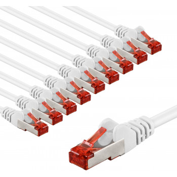 Goobay 66648 CAT 6 Patchkabel, S/FTP (PiMF), 3 m, weiß (10 Stück)