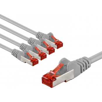 Goobay 66650 CAT 6 Patchkabel, S/FTP (PiMF), 1 m, grau (5 Stück)
