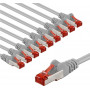 Goobay 66654 CAT 6 Patchkabel, S/FTP (PiMF), 1 m, grau, Kupferleiter (CU) (10 Stück)