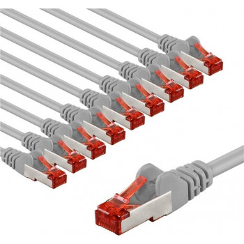 Goobay 66655 CAT 6 Patchkabel, S/FTP, 2 m, grau (10 Stück)