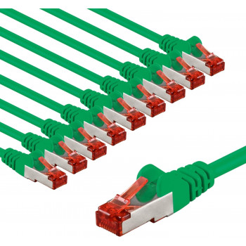 Goobay 67509 CAT 6 Patchkabel, S/FTP (PiMF), 3 m, grün, 10 Stück