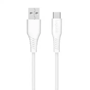LogiLink CU0254 USB-2.0-Kabel USB-C auf USB-A, 480 Mbit/s, 15 W, weiß, 2 m