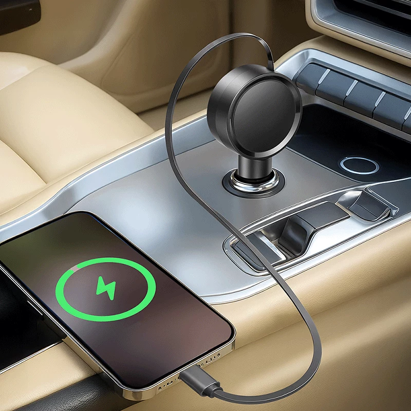 LogiLink PA0400 USB-C-Kfz-Ladegerät, 1 Port, PD 3.0, 30 W, einziehbares Kabel, 0,8 m
