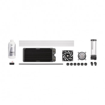 Thermaltake Pacific TOUGH C240 CL-W305-CU12BL-A Flüssigkeitskühlungs-Set, klare Kühlflüssigkeit, 12 cm, Schwarz