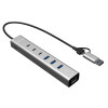 i-tec CAHUBMETAL6LANPD USB-C/USB-A Metall-Hub, 6 Ports, Gigabit-LAN, Power Delivery 85 W, silber