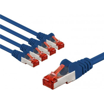 Goobay 66608 CAT 6 Patchkabel, S/FTP (PiMF), 3 m, blau, Kupferleiter CU (5 Stk.)