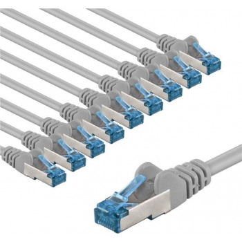 Goobay 67527 Patchkabel Cat 6a S/FTP (PiMF), 3 m, grau, Kupferleiter CU (10 Stück)