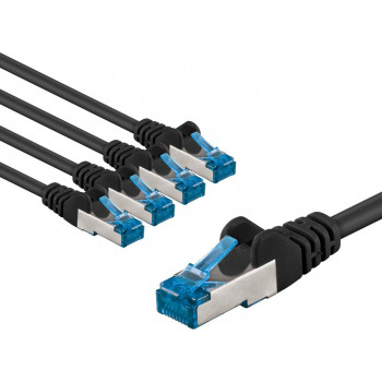 Goobay 67540 Patchkabel Cat 6a S/FTP (PiMF), 5 m, schwarz (5 Stück)