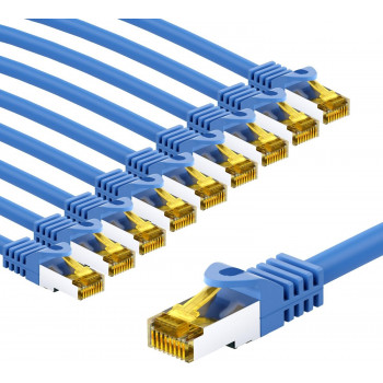 Goobay RJ45-Patchkabel CAT 6A S/FTP (PiMF), 500 MHz, mit CAT 7 Rohkabel, 5 m, blau (10 Stk.)