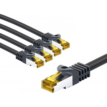 Goobay 69405 RJ45-Patchkabel CAT 6A S/FTP (PiMF), 500 MHz, mit CAT 7 Rohkabel, 3 m, schwarz (5 Stück)