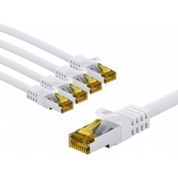 Goobay 69426 RJ45-Patchkabel CAT 6A S/FTP (PiMF), 500 MHz, mit CAT 7 Rohkabel, 5 m, weiß (5 Stück)